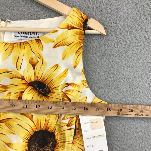 New Vintage CHETTA B 100% Silk Sunflower Print Maxi Dress Size 8 - Picture 5 of 14